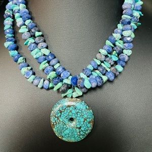 Turquoise, lapis, sterling necklace